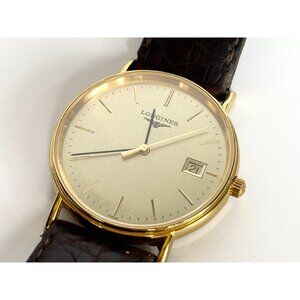 Longines L4.720.2 Gold Bezel Leather Strap "La Grande Classique" Watch - WORKS